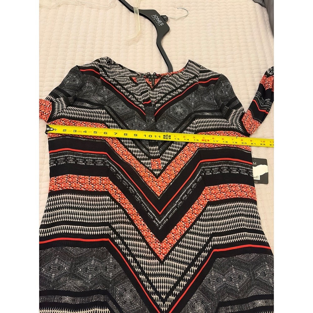 ZOZO Womens Tassel‎ V-Neck Tunic Top New Modern Boho Geometric Resort Chic Flowy - Picture 15 of 16